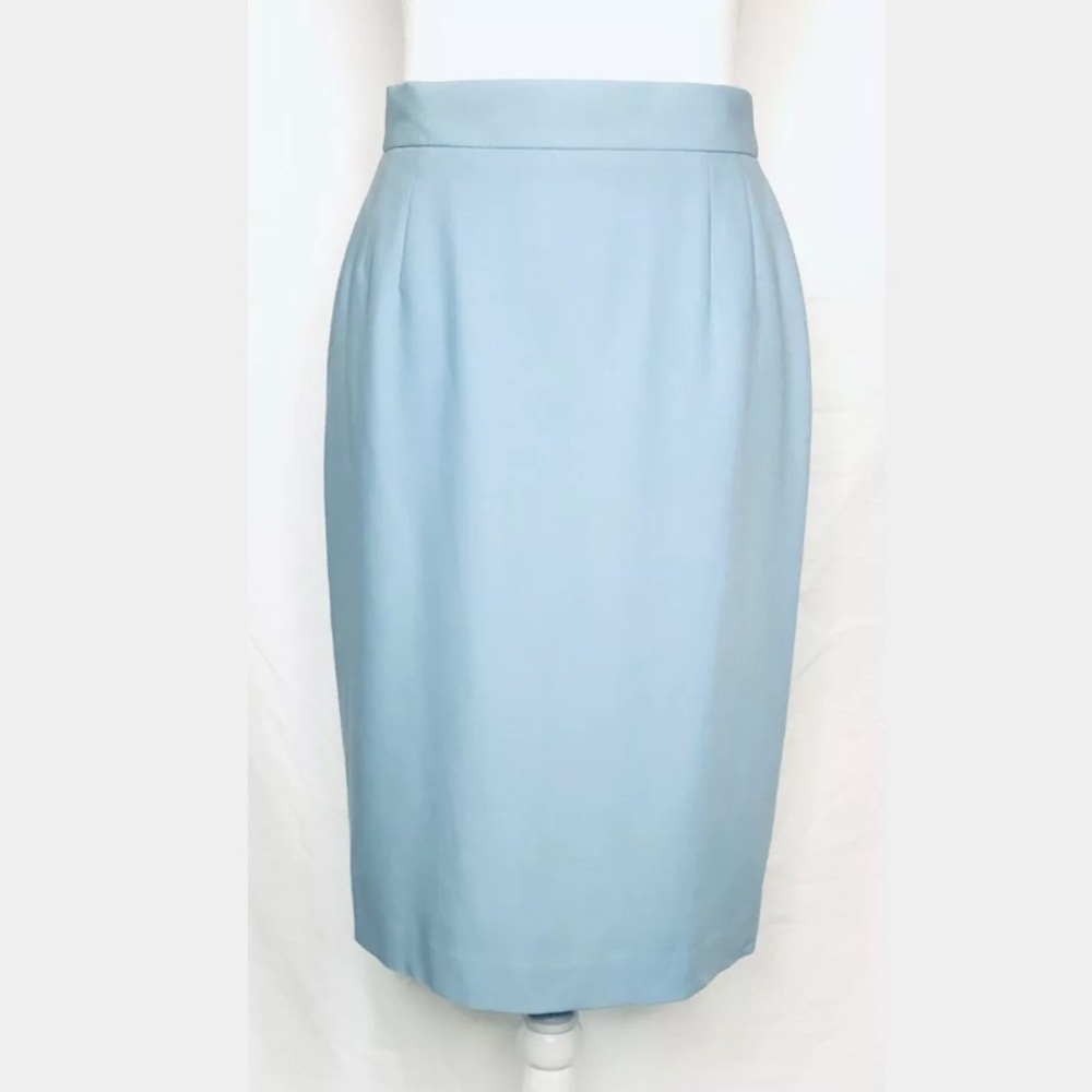 Vintage Escada High Waist Baby Blue Pencil Skirt 6